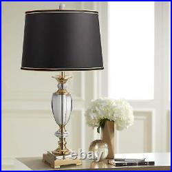 Traditional Table Lamp Brass Cut Glass Urn Black Gold Drum Shade for Living Room