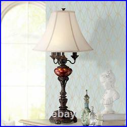 Traditional Table Lamp Bronze Metal Tortoise Shell Glass for Living Room Bedroom