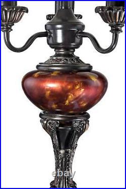 Traditional Table Lamp Bronze Metal Tortoise Shell Glass for Living Room Bedroom