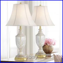 Traditional Table Lamp Set of 2 Cut Glass Brass for Living Room Bedroom