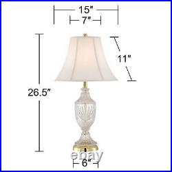 Traditional Table Lamp Set of 2 Cut Glass Brass for Living Room Bedroom