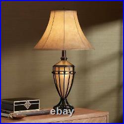 Traditional Table Lamp Urn Dark Iron Bronze Beige for Living Room Bedroom
