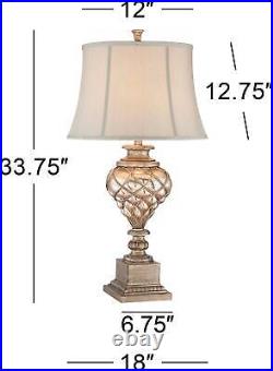 Traditional Table Lamp with Nightlight LED Mercury Glass for Living Room Family