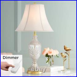 Traditional Table Lamp with Table Top Dimmer Cut Glass Brass Living Room Bedroom