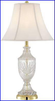 Traditional Table Lamp with Table Top Dimmer Cut Glass Brass Living Room Bedroom