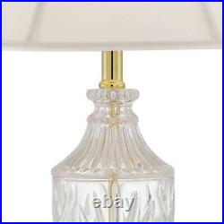 Traditional Table Lamp with Table Top Dimmer Cut Glass Brass Living Room Bedroom