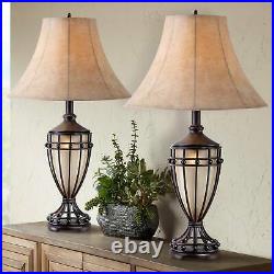 Traditional Table Lamps Set of 2 Brushed Iron Urn for Living Room Bedroom