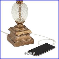 Tropical Table Lamps Set of 2 with USB Port Bronzed Brass Glass for Living Room