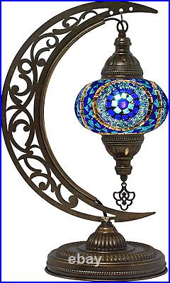 Turkish Lamp, Unique Lamps, Moon Shaped Mosaic Table Lamp, Moroccan Handmade Ant