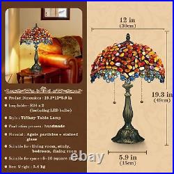 Turkish lamp Agate Amber Stained Glass Table Lamp 12X12X19 Inches with 2LED Bulb