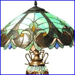 Turquoise Blue Double Tiffany Lamp 68cm Stained Glass Table Light