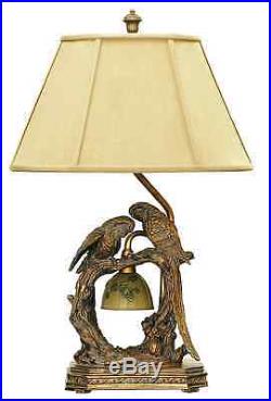 Twin Parrots Bird Table Lamp With Nite Light Unique Charming Bronze Finish 25H