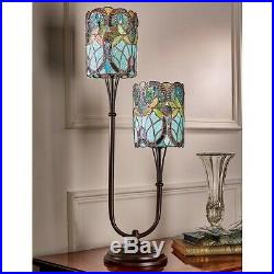 Twin Stem Tiffany 72cm Stained Glass Table Lamp 16