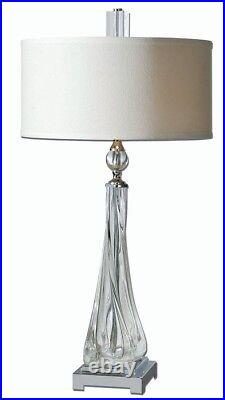 Twisted Glass Table Lamp Crystal Accents Grancona Nickel Metal Uttermost 26294