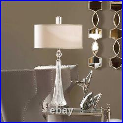 Twisted Glass Table Lamp Crystal Accents Grancona Nickel Metal Uttermost 26294