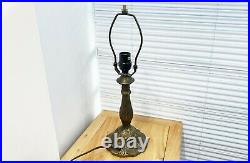 US Tiffany Stained Glass Table Lamp Beige Desk Light Vintage Decor 14/18 Tall