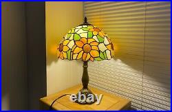 US Tiffany Table Lamp Sunflower Stained Glass Retro Decor for Home 14/18 Tall