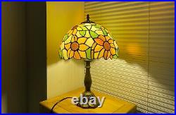 US Tiffany Table Lamp Sunflower Stained Glass Retro Decor for Home 14/18 Tall