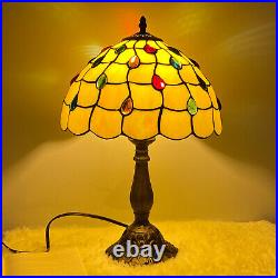 US Tiffany style Table Lamp Stained Glass Bedside Desk Light for Home 18 Tall