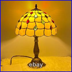 US Tiffany style Table Lamp Stained Glass Bedside Desk Light for Home 18 Tall