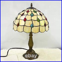 US Tiffany style Table Lamp Stained Glass Bedside Desk Light for Home 18 Tall