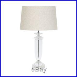 Urban Designs Crystal Glass Table Lamp With Round Beige Shade Crystal