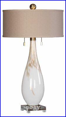 Uttermost Cardoni White Glass Table Lamp