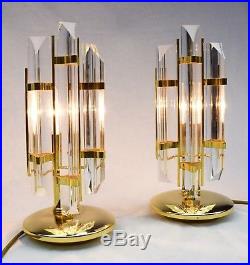 VENINI PRISM PAIR TABLE Desk MURANO Glass Light Lamp Mid Century ATOMIC Modern