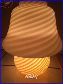 VETRI MURANO PALE PINK CREAM SWIRL VINTAGE MUSHROOM TABLE LAMP WithSTICKER