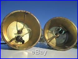 VINTAGE 1950's TRANSLUCENT FIBERGLASS RETRO MATERIAL TURQUOISE DIAMOND MCM LAMPS