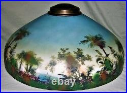 VINTAGE ANTIQUE PITTSBURGH REVERSE PAINTED TABLE LAMP CIRCA EARLY 1900's