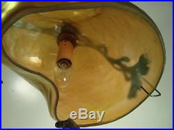 VINTAGE ATTRIBUTED TO GUSTAV GURSCHNER BRONZE MERMAID LAMP WithIRIDESCENT GLASS