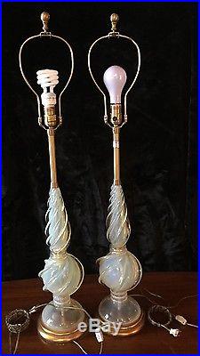 VINTAGE MID CENTURY PAIR 60s MURANO GLASS TABLE LAMPS