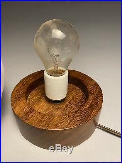 VIntage Mid Century Modern Scandinavian Teak & Glass Table Laurel Style Lamp