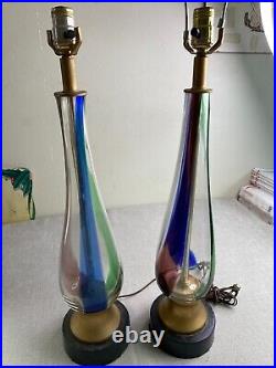 Venini Murano Glass Table Lamp Art Glass Table 27 Pair Vintage MCM