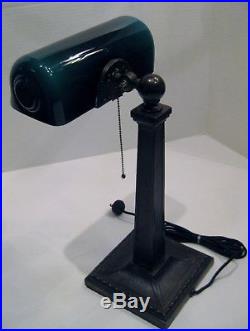 Verdelite Desk Lamp Cased Glass Shade 1917