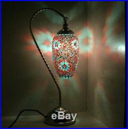 Very Large Turkish Lamp LED With Multi Coloured Glass Moroccan Table