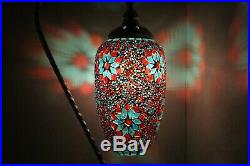 Very Large Turkish Lamp LED With Multi Coloured Glass Moroccan Table