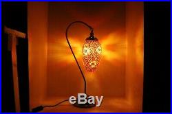Very Large Turkish Lamp LED With Red Star Coloured Glass Moroccan Table
