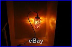 Very Large Turkish Lamp LED With Red Star Coloured Glass Moroccan Table