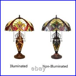 Victorian Stained Glass Table Desk Lamp Tiffany Style Double Lit