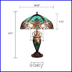 Victorian Stained Glass Table Desk Lamp Tiffany Style Double Lit