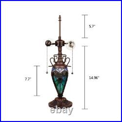 Victorian Stained Glass Table Desk Lamp Tiffany Style Double Lit