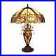 Victorian-Style Stained Glass Table Lamp, Dark Bronze, 3 Lights, 16 Wide