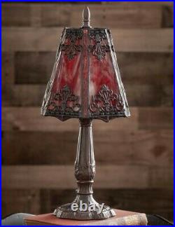 Victorian Trading Co Gothic Crimson Red Stained Glass Table Lamp