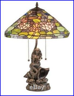 Victorian Trading Co Tiffany Style Stained Glass Mermaid Lagoon Table Lamp