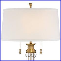Vienna Full Spectrum Rolland Antique Brass and Glass Column Table Lamp