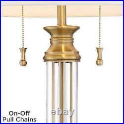 Vienna Full Spectrum Rolland Antique Brass and Glass Column Table Lamp