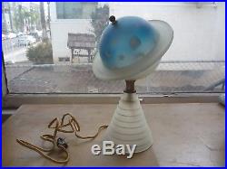 Vintage 1939 New York World Fair Art Deco Glass Saturn Table Lamp Blue Stars 30s