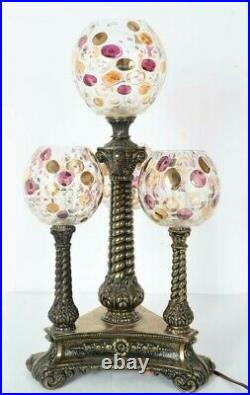 Vintage 4 Globes Bronze & glass Table Lamp, 22 high